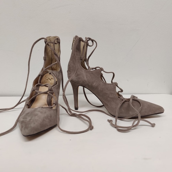 NWT: Vince Camuto Beige Suede Lace Up Pumps - Picture 1 of 10
